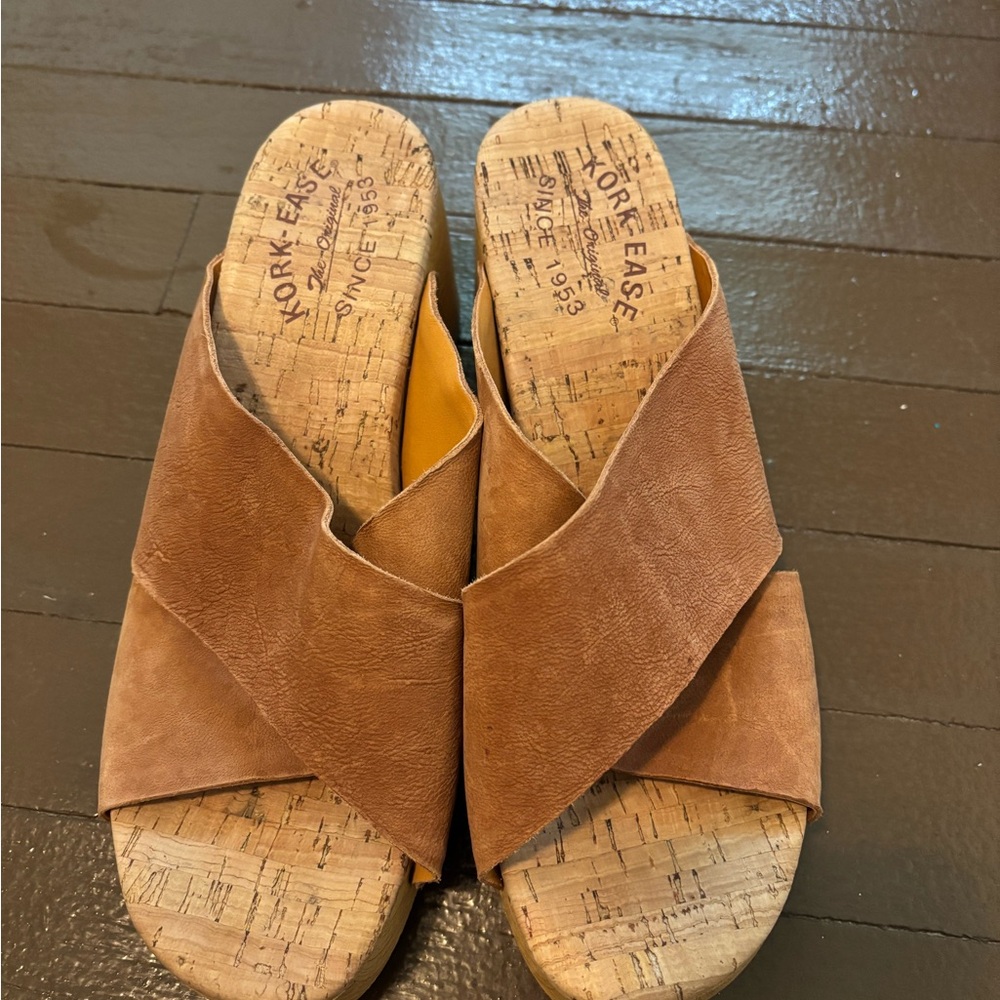 Kork-Ease Tan Leather Mules